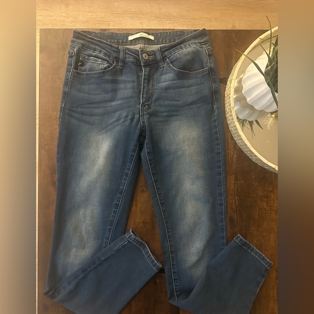 KanCan Blue Skinny Jeans with Natural Fading